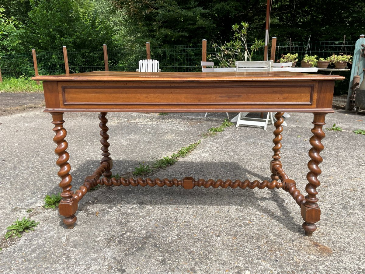 Louis XIII Style Desk In Solid Walnut-photo-8