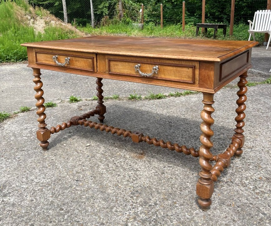Louis XIII Style Desk In Solid Walnut