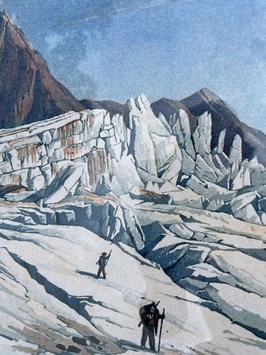 Painting With Litho Print Under Glass Of Mountain And Its Frame No1-photo-2
