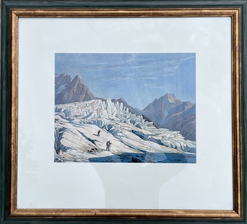 Painting With Litho Print Under Glass Of Mountain And Its Frame No1