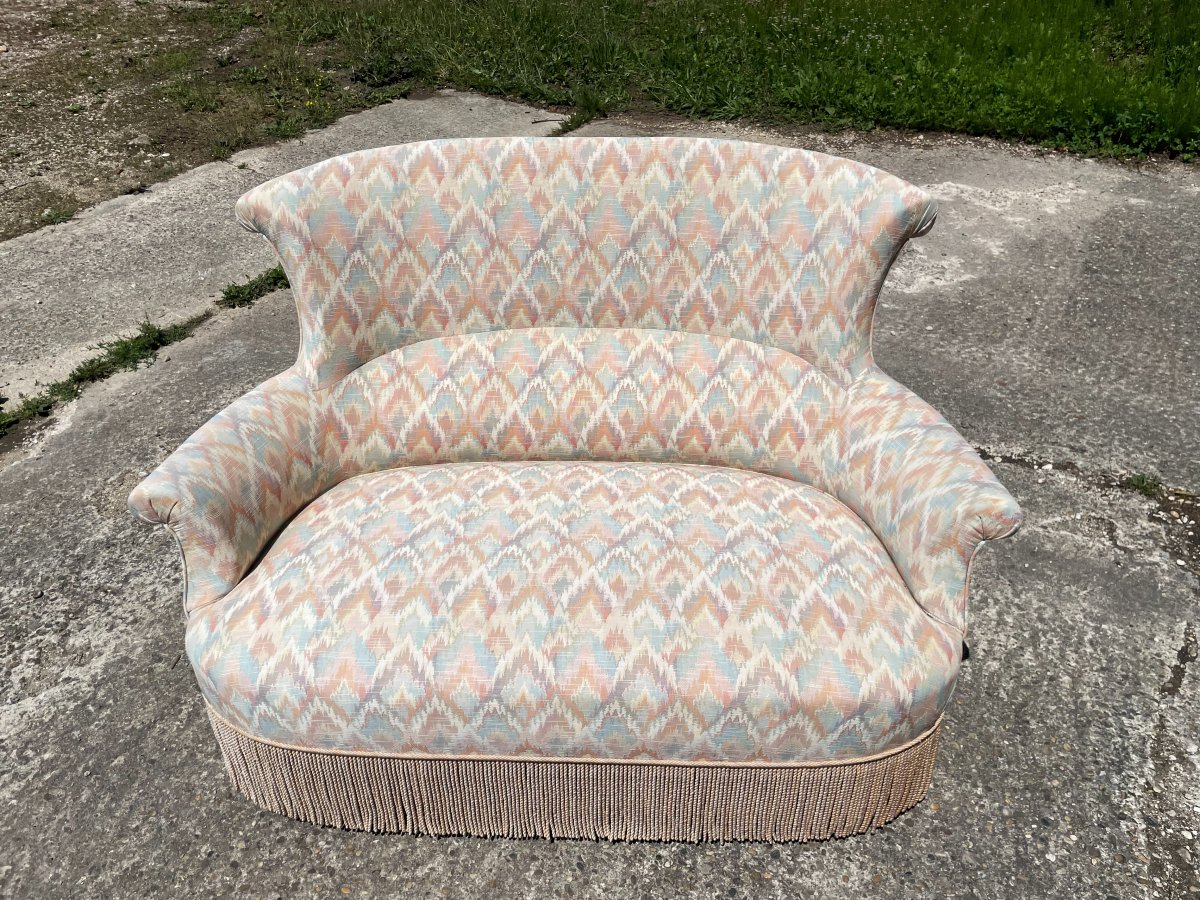 Napoleon III 2-seater Bench, Late 19th Century & Refurbished As New-photo-4