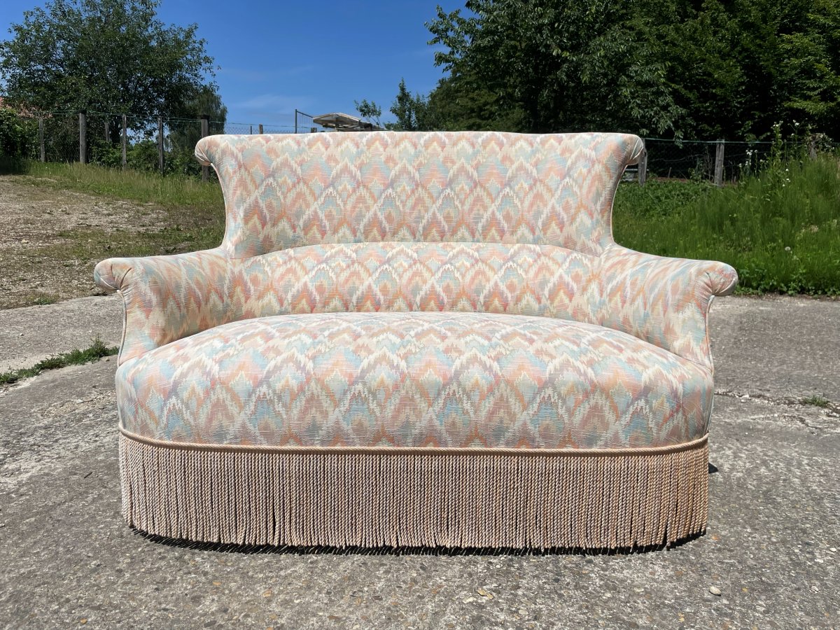 Napoleon III 2-seater Bench, Late 19th Century & Refurbished As New-photo-5