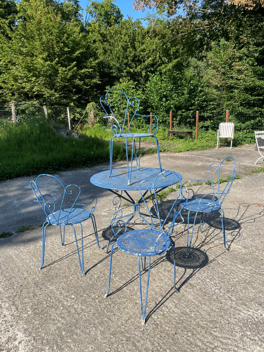 Salon de jardin en fer forgé 1950-60