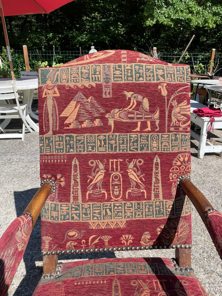 Fauteuil du 19ème Siècle en noyer massif style Louis XIII -photo-4