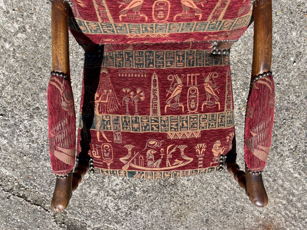 Fauteuil du 19ème Siècle en noyer massif style Louis XIII -photo-1