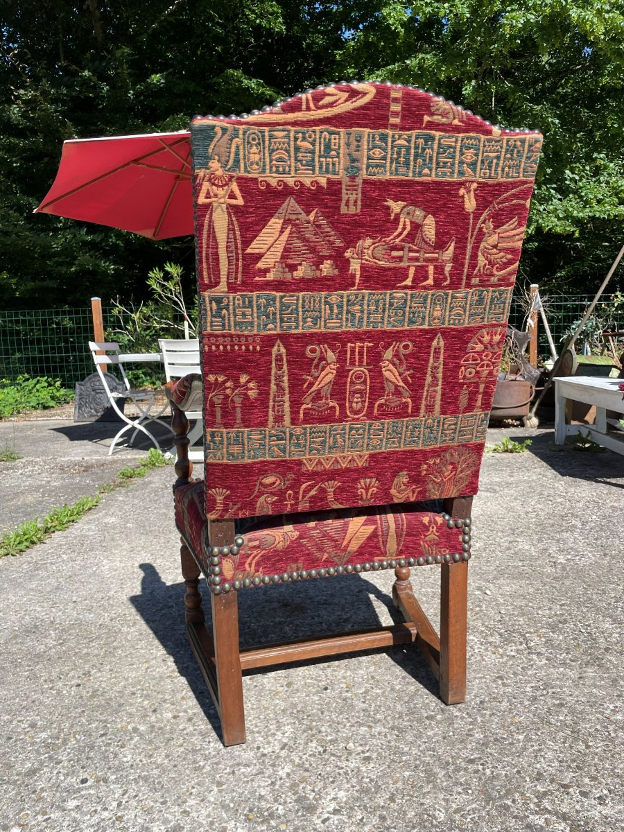 Fauteuil du 19ème Siècle en noyer massif style Louis XIII -photo-4