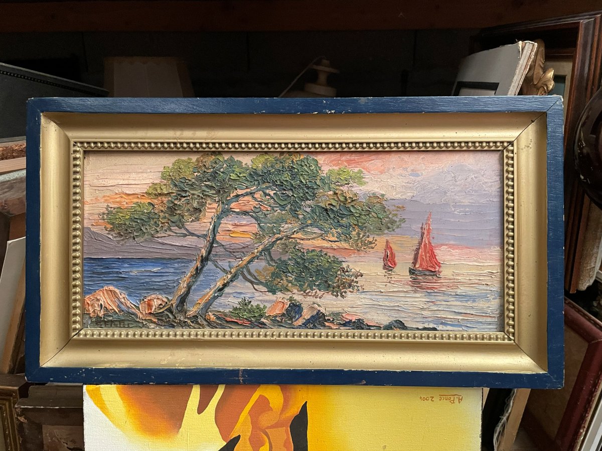 Tableau Huile sur bois et son cadre -photo-2