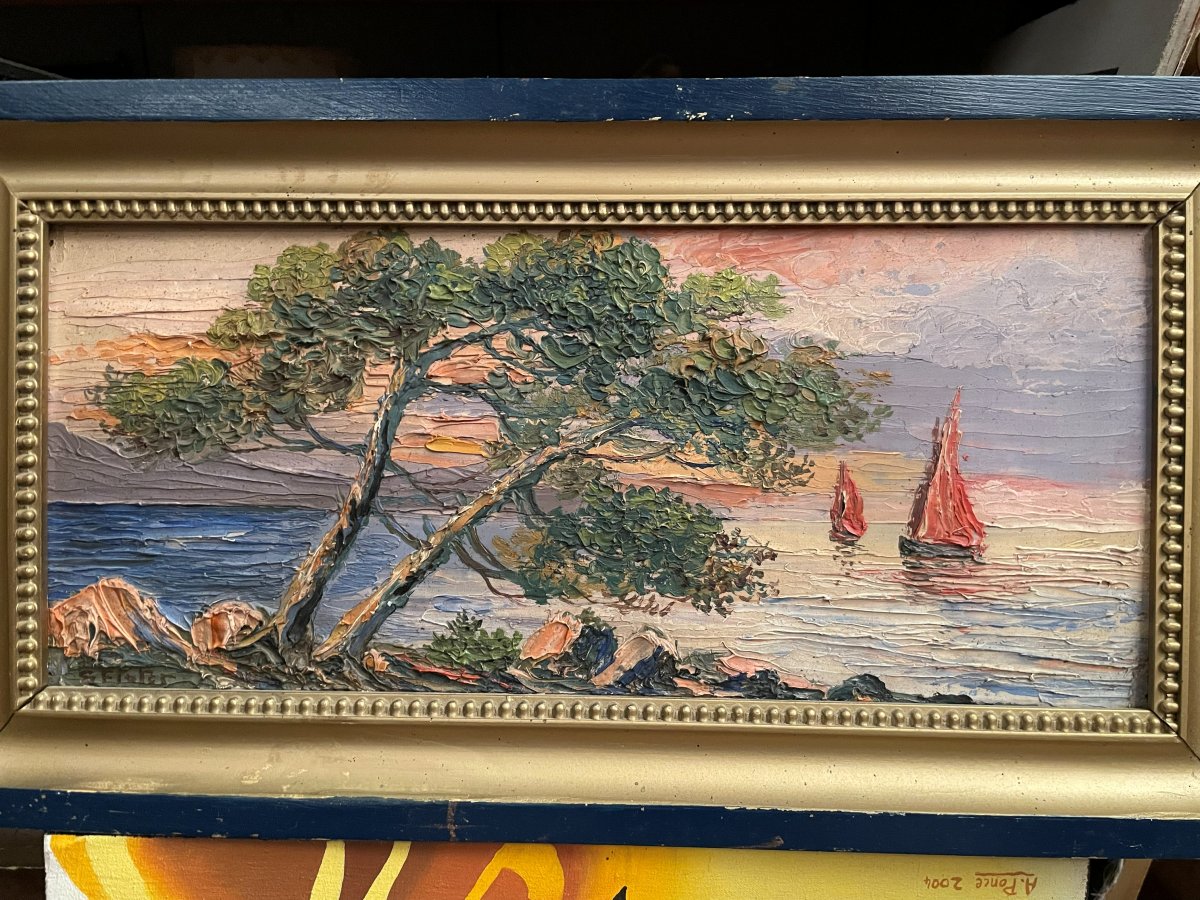 Tableau Huile sur bois et son cadre -photo-3
