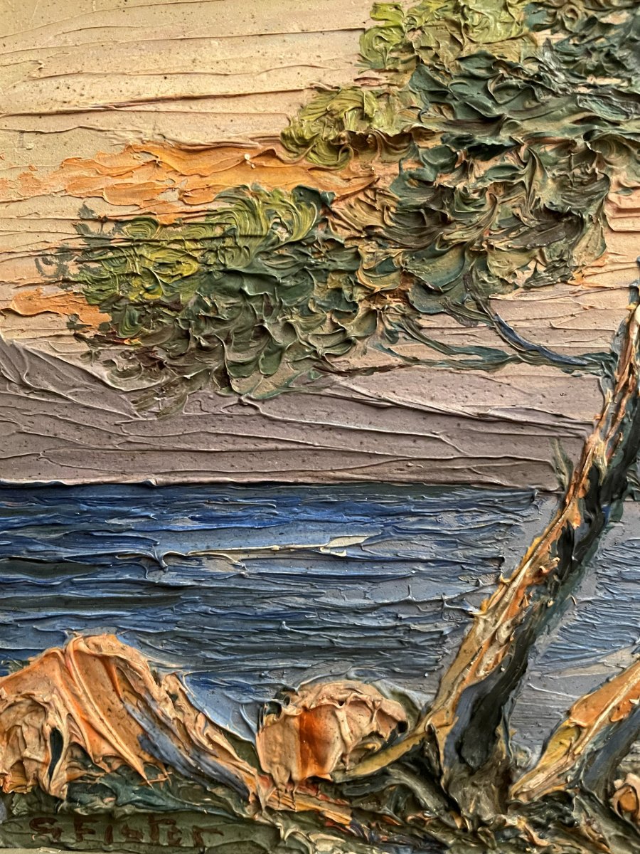 Tableau Huile sur bois et son cadre -photo-1
