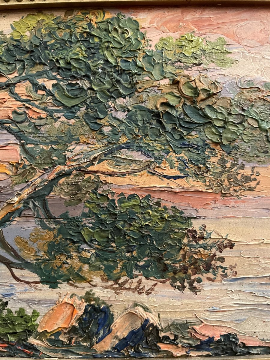 Tableau Huile sur bois et son cadre -photo-2
