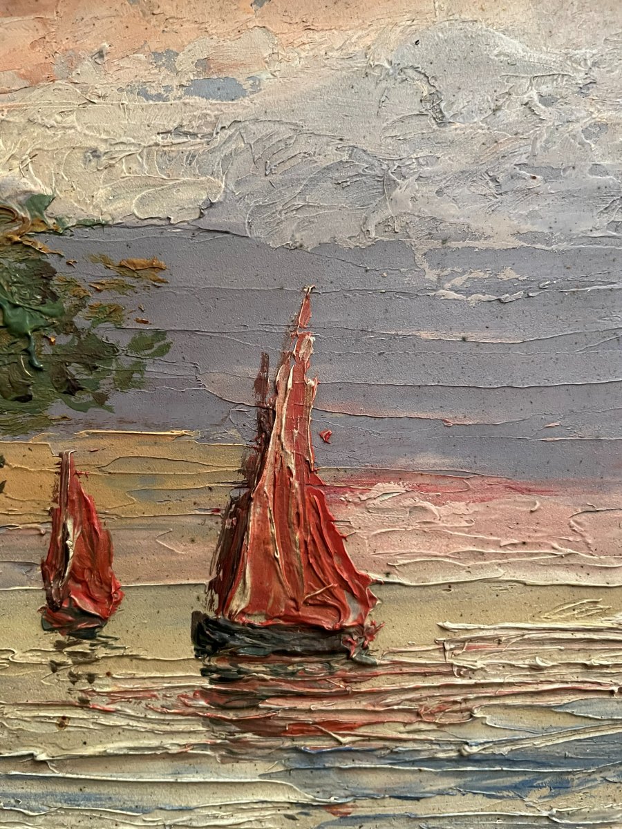 Tableau Huile sur bois et son cadre -photo-3