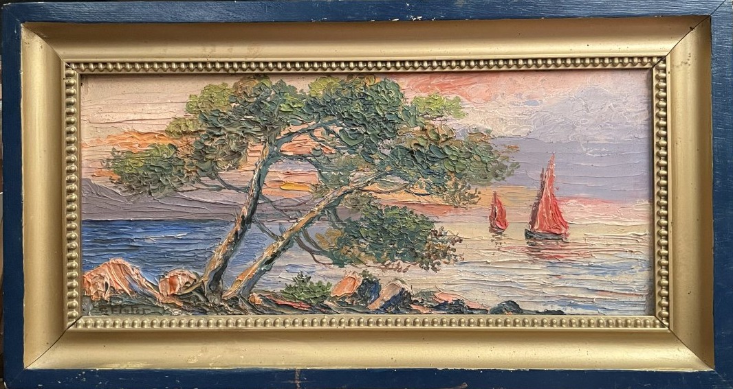 Tableau Huile sur bois et son cadre 