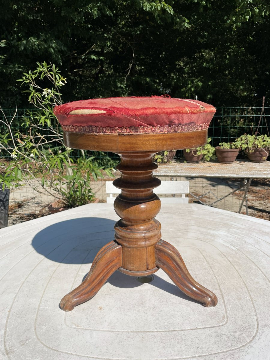 Tabouret de piano Louis Philippe -photo-2