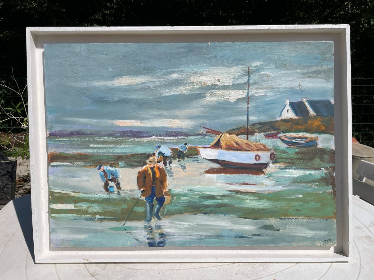 Huile sur bois tableau de L BONGIOVANNI - 70cm x 50cm-photo-2