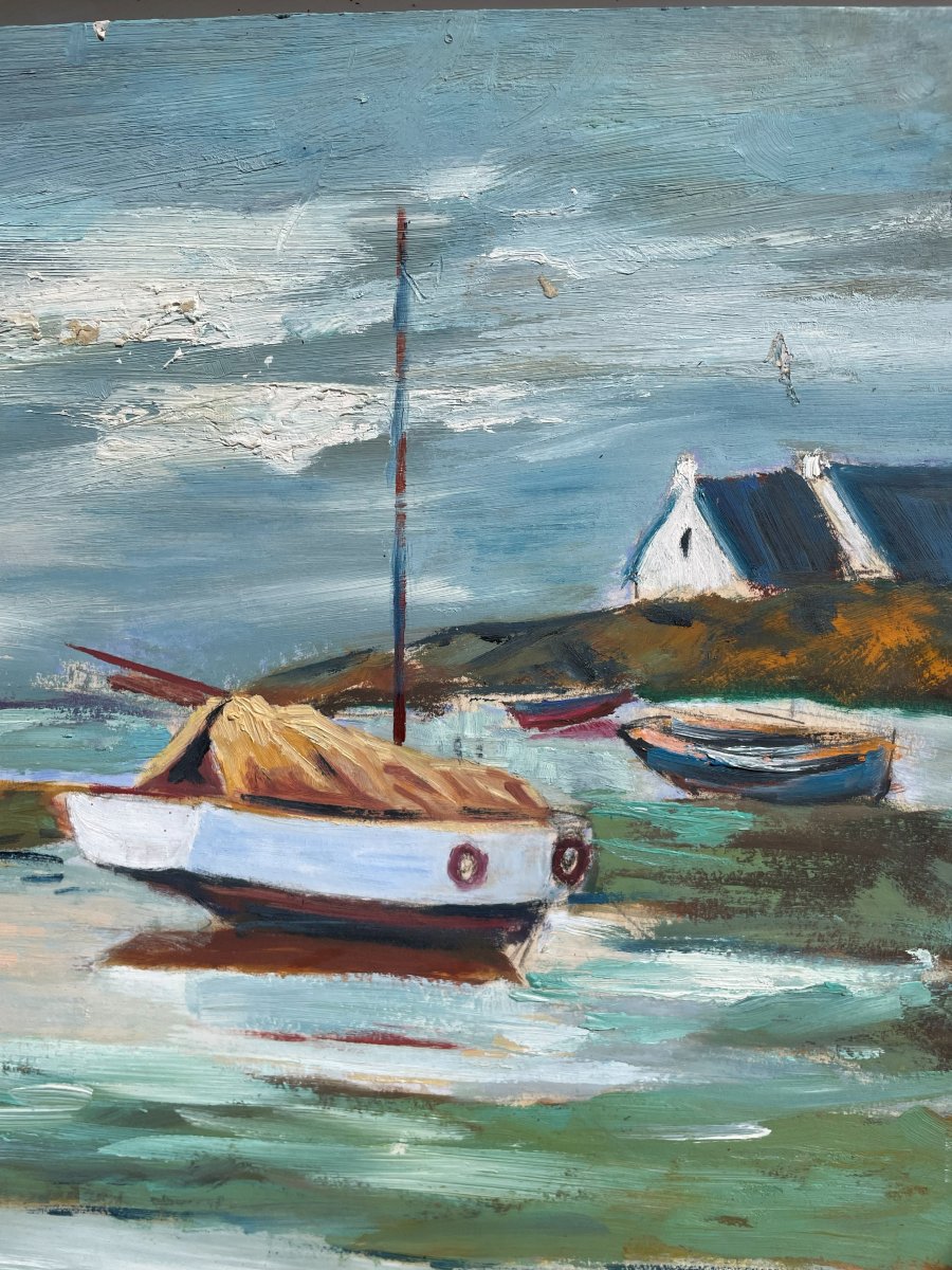 Huile sur bois tableau de L BONGIOVANNI - 70cm x 50cm-photo-4