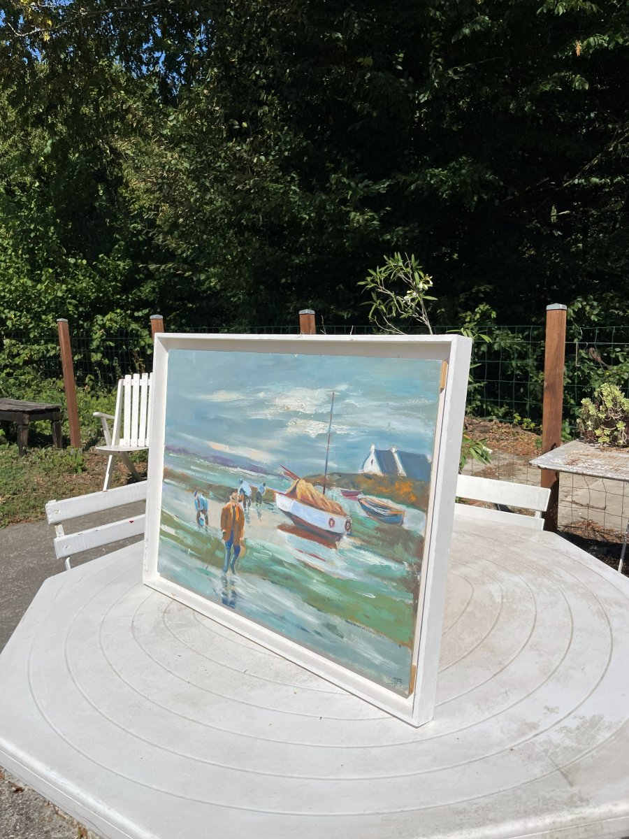 Huile sur bois tableau de L BONGIOVANNI - 70cm x 50cm-photo-2