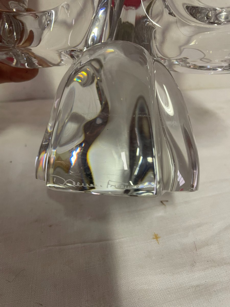 DAUM France - Paire de Bougeoirs en Cristal Le gros Modèle Gemeaux  ou Orion -photo-4
