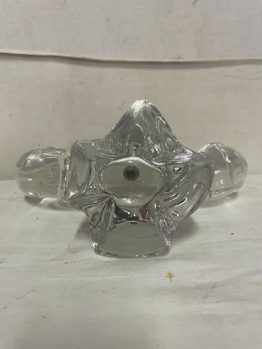 DAUM France - Paire de Bougeoirs en Cristal Le gros Modèle Gemeaux  ou Orion -photo-1