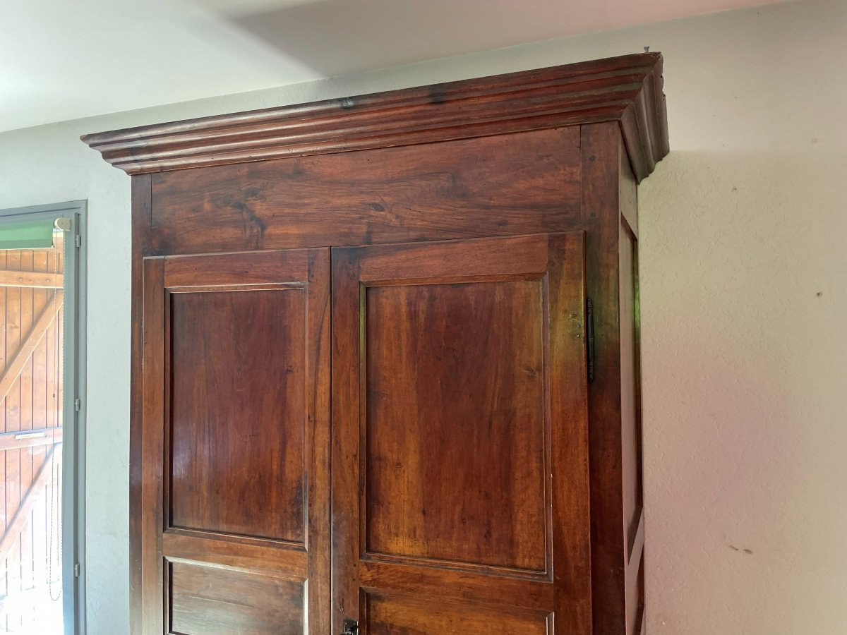Armoire Louis Philippe en noyer massif, -photo-2