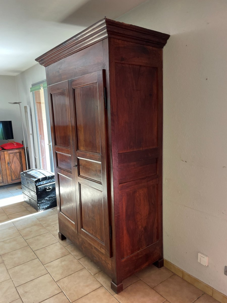 Armoire Louis Philippe en noyer massif, -photo-4