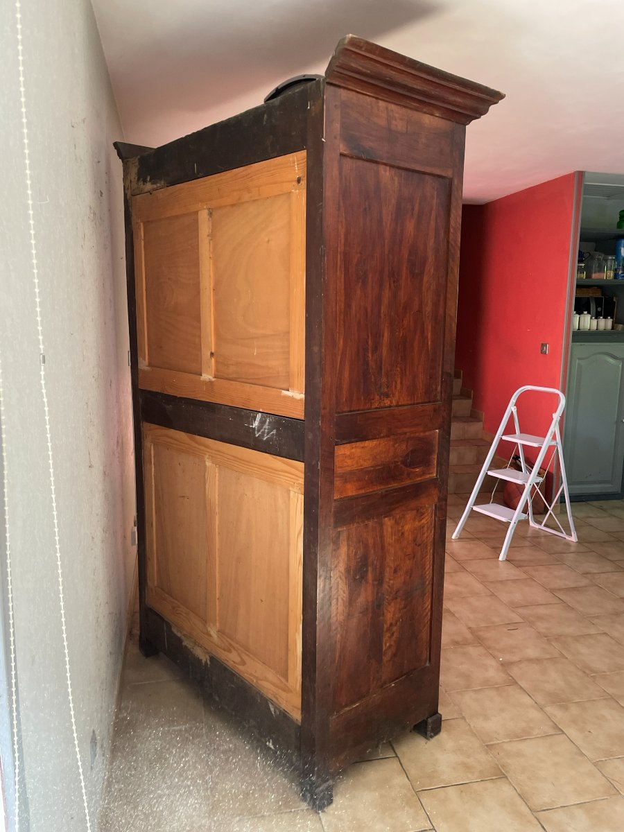 Armoire Louis Philippe en noyer massif, -photo-3