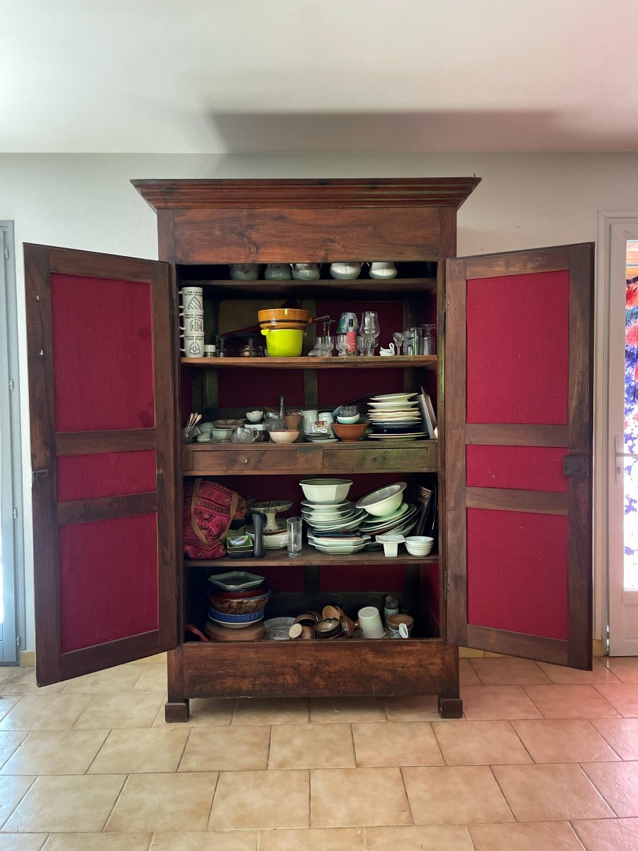 Armoire Louis Philippe en noyer massif, -photo-6