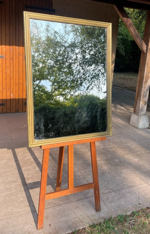 Large 19th-century Gilded Wooden Mirror, 97 Cm -photo-2