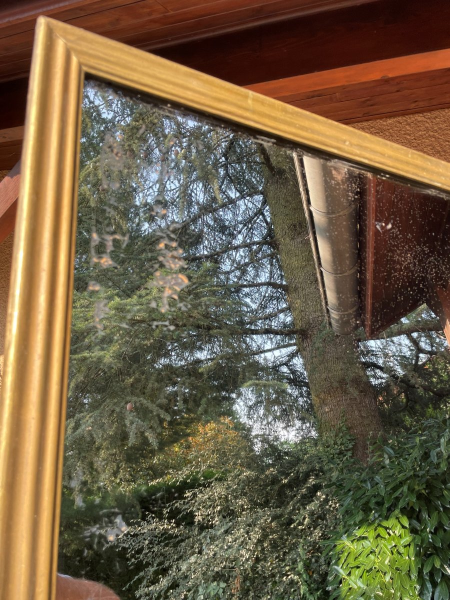 Large 19th-century Gilded Wooden Mirror, 97 Cm -photo-4