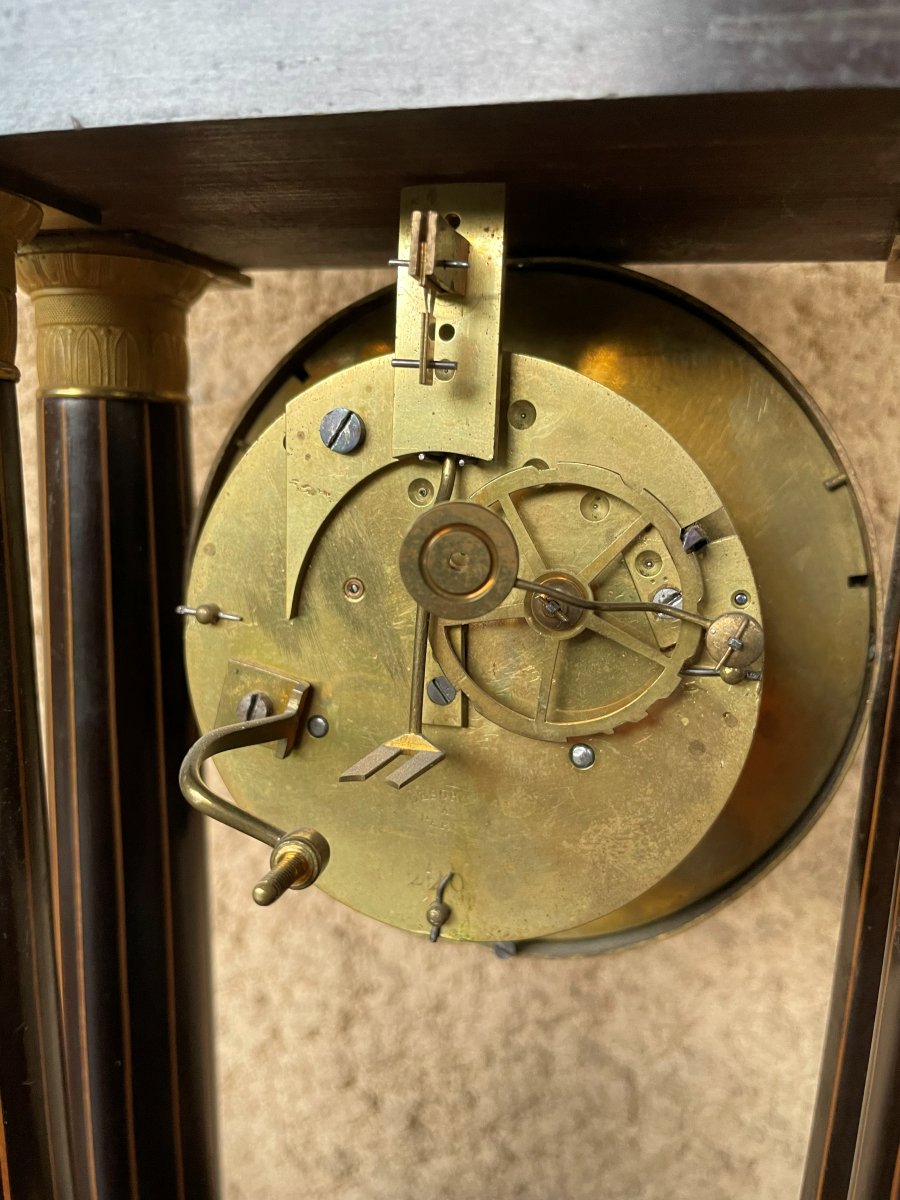 Napoleon III-style Wooden Table Clock With Marquetry-photo-2