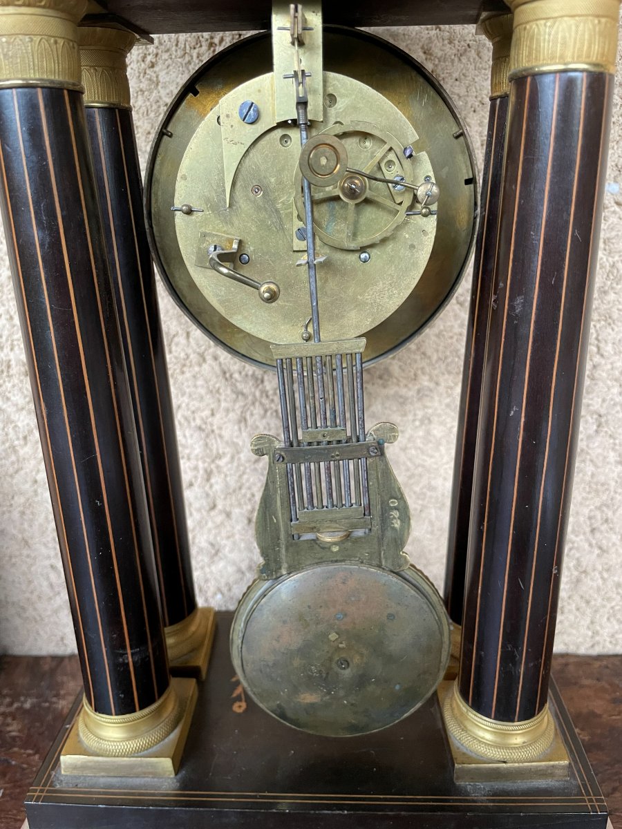 Napoleon III-style Wooden Table Clock With Marquetry-photo-3