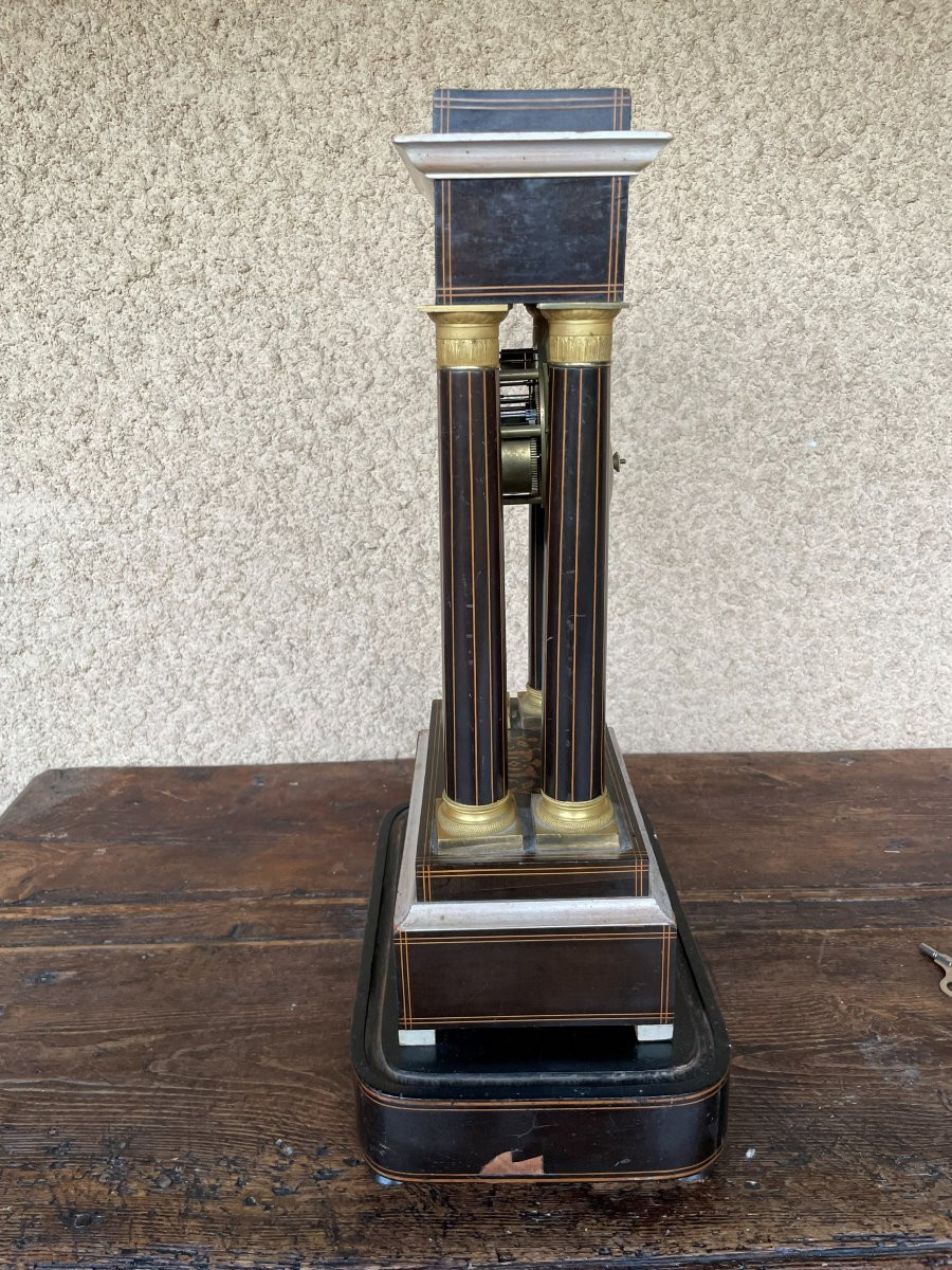 Napoleon III-style Wooden Table Clock With Marquetry-photo-7