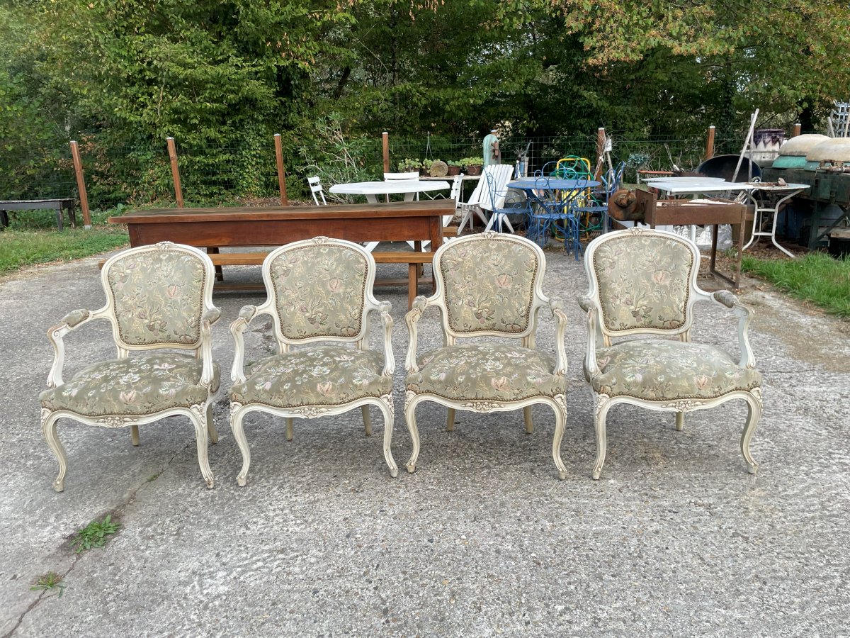 4 Louis XV-style Cabriolet Armchairs -photo-3