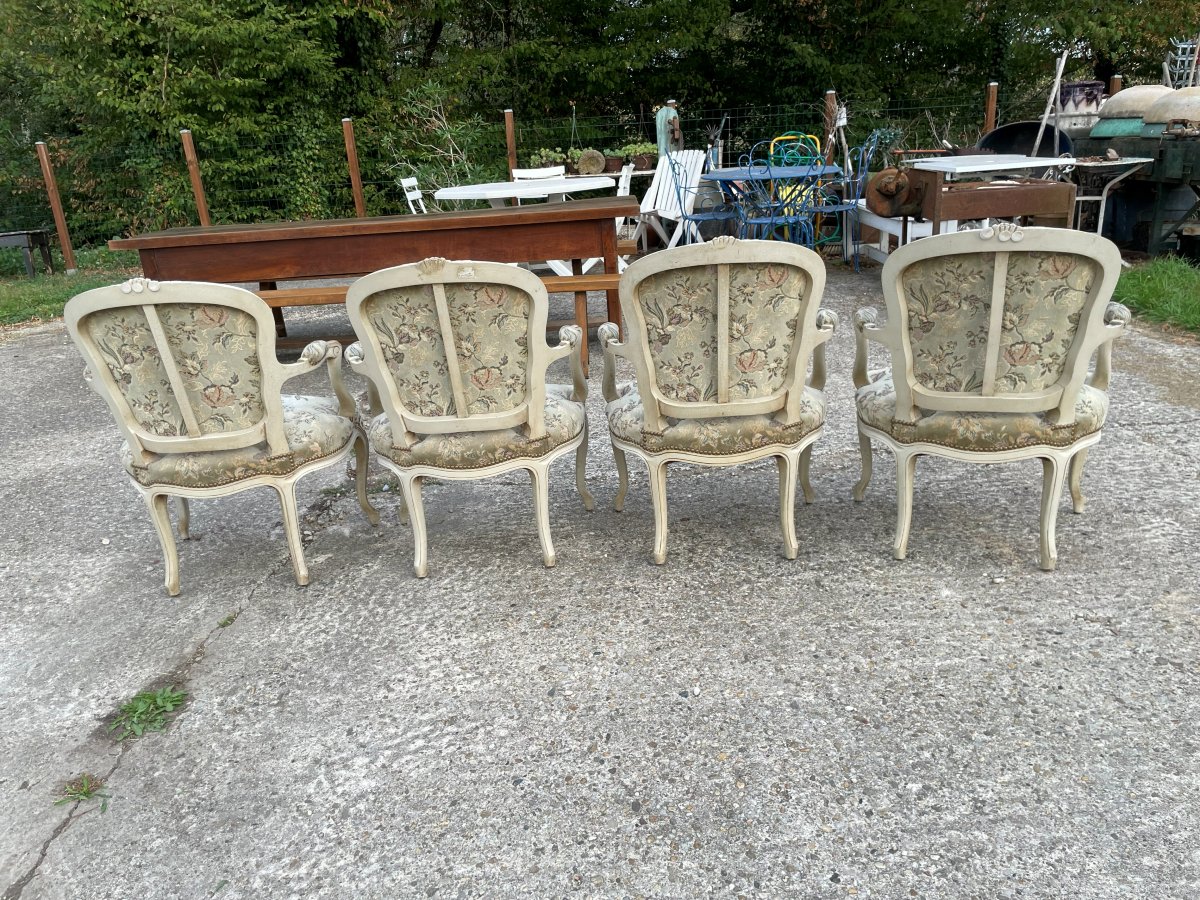 4 Louis XV-style Cabriolet Armchairs -photo-1