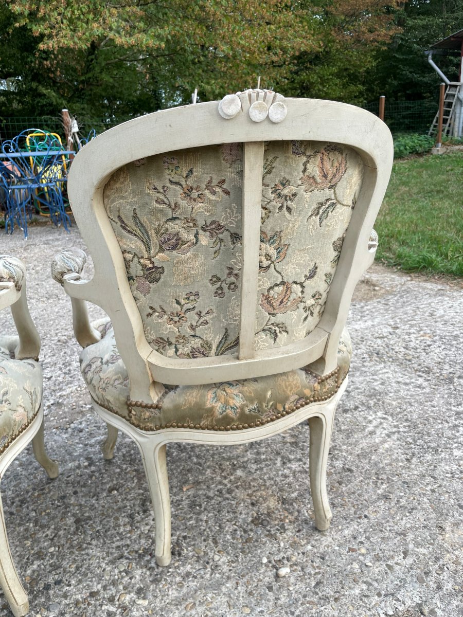 4 Louis XV-style Cabriolet Armchairs -photo-2