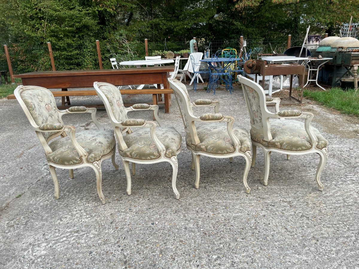 4 Louis XV-style Cabriolet Armchairs -photo-3