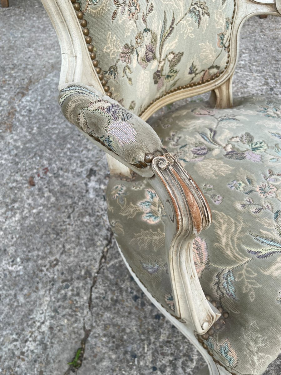 4 Louis XV-style Cabriolet Armchairs -photo-4