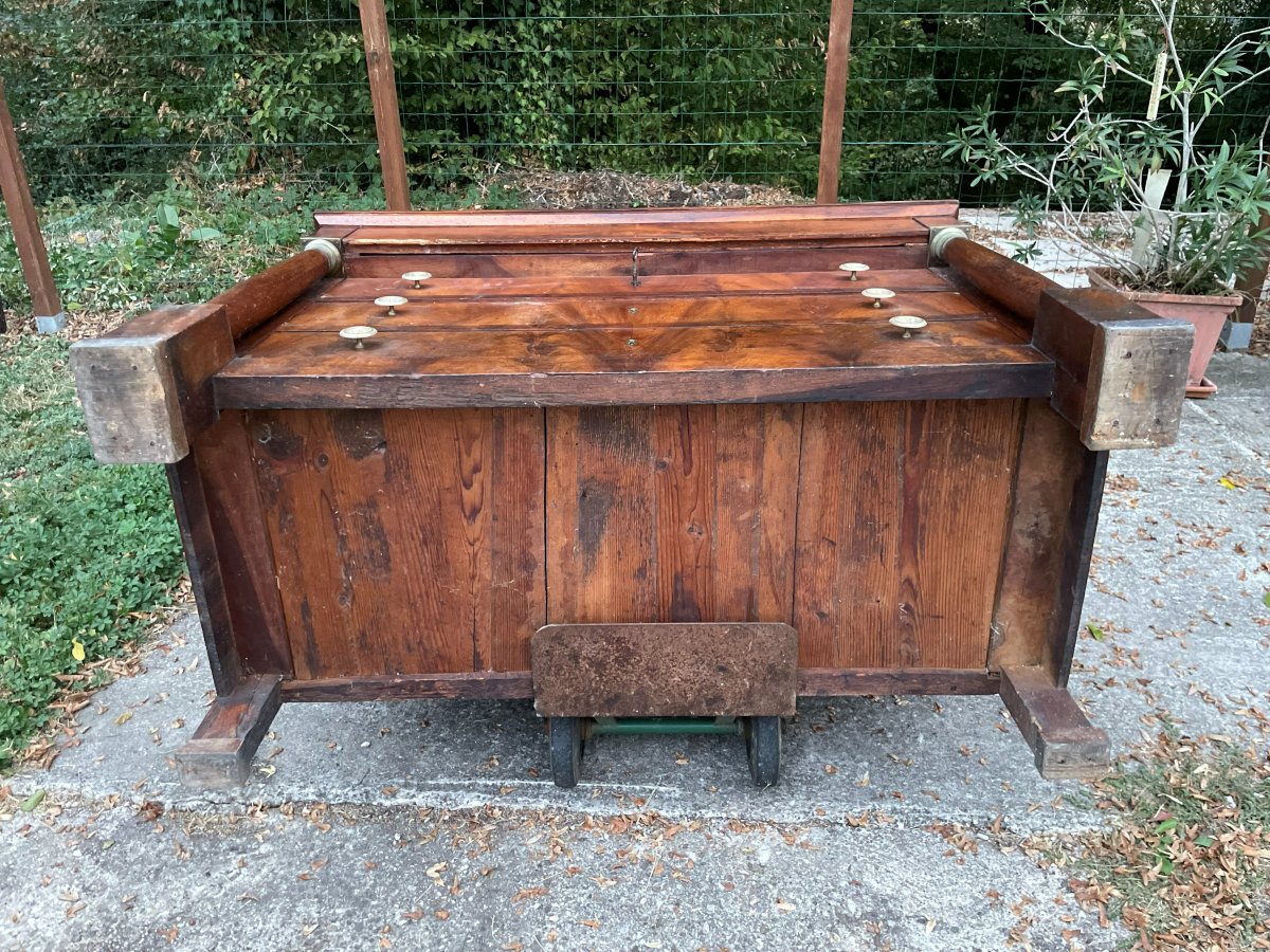 Commode Empire en bon état en noyer massif & 4 tiroirs -photo-2