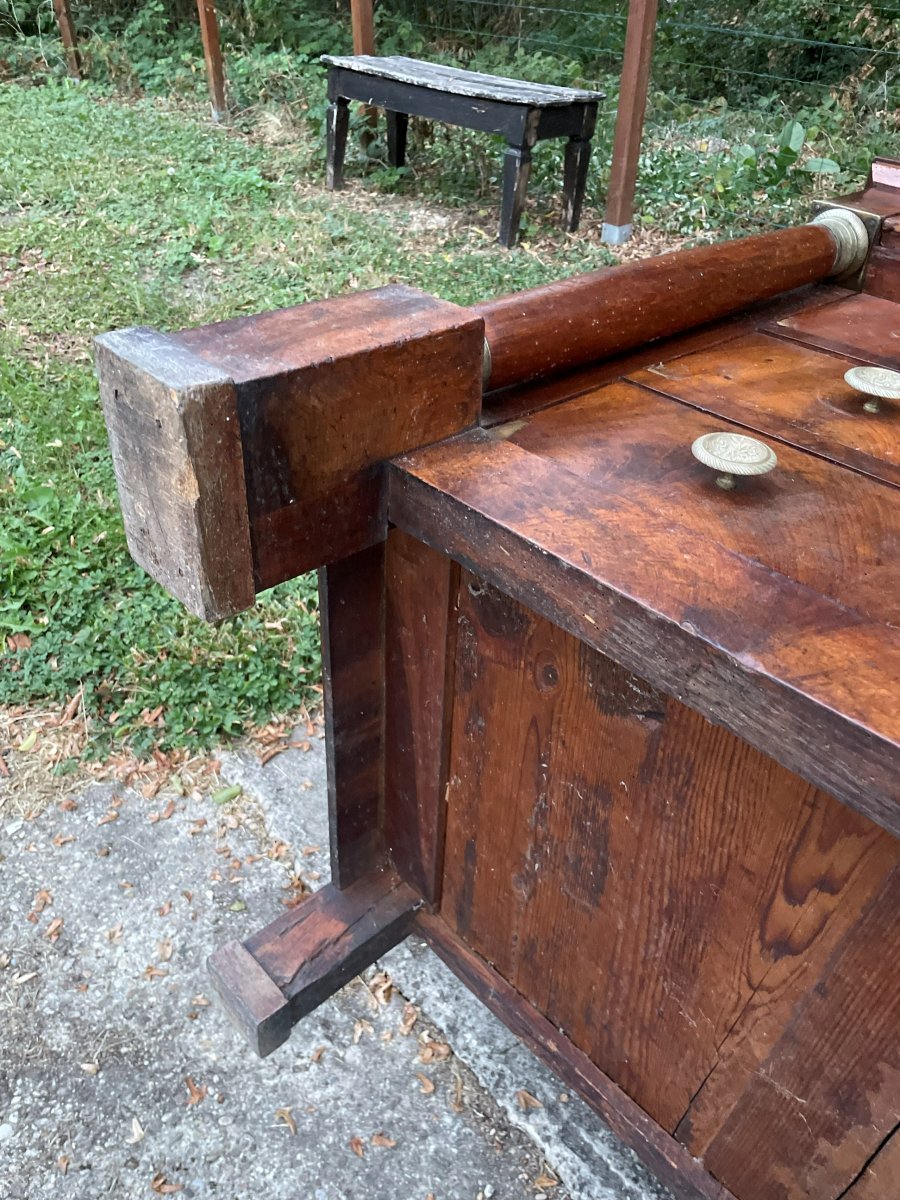 Commode Empire en bon état en noyer massif & 4 tiroirs -photo-3