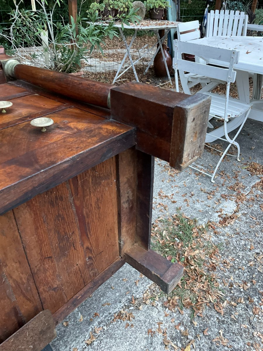 Commode Empire en bon état en noyer massif & 4 tiroirs -photo-4
