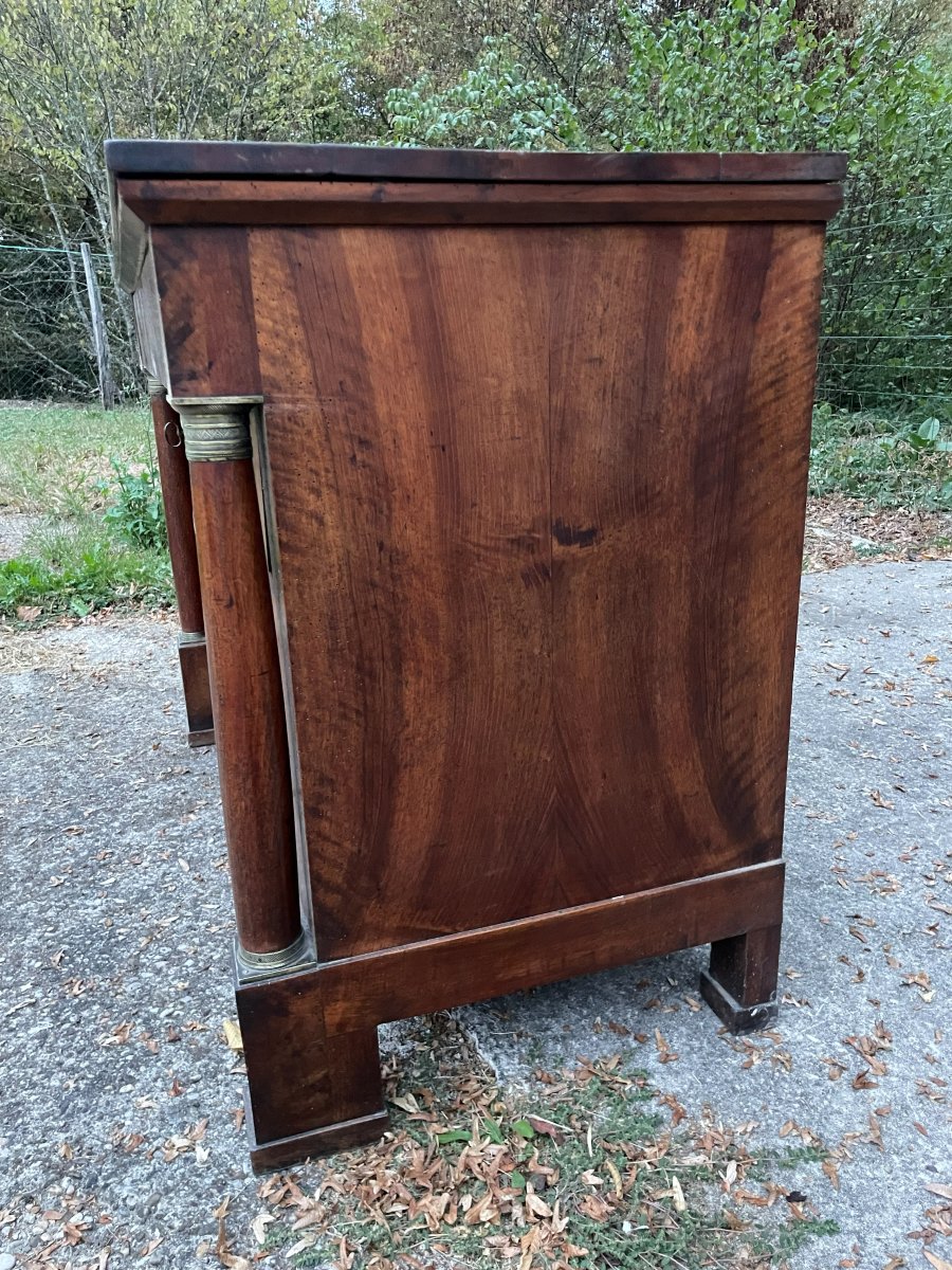 Commode Empire en bon état en noyer massif & 4 tiroirs -photo-3