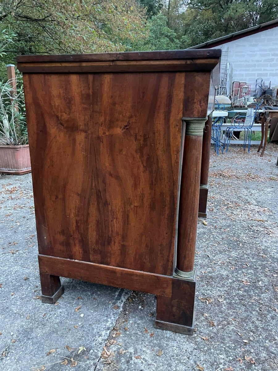 Commode Empire en bon état en noyer massif & 4 tiroirs -photo-4