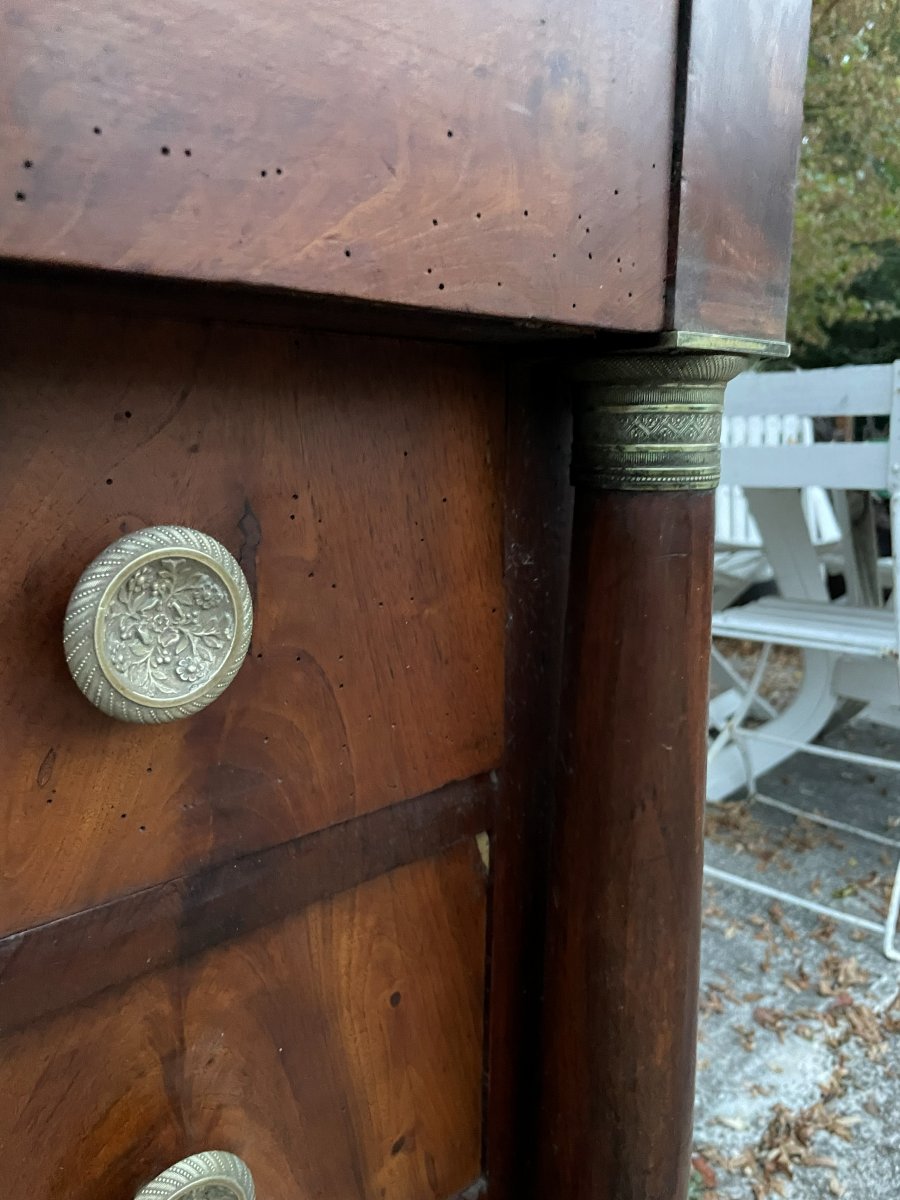 Commode Empire en bon état en noyer massif & 4 tiroirs -photo-7