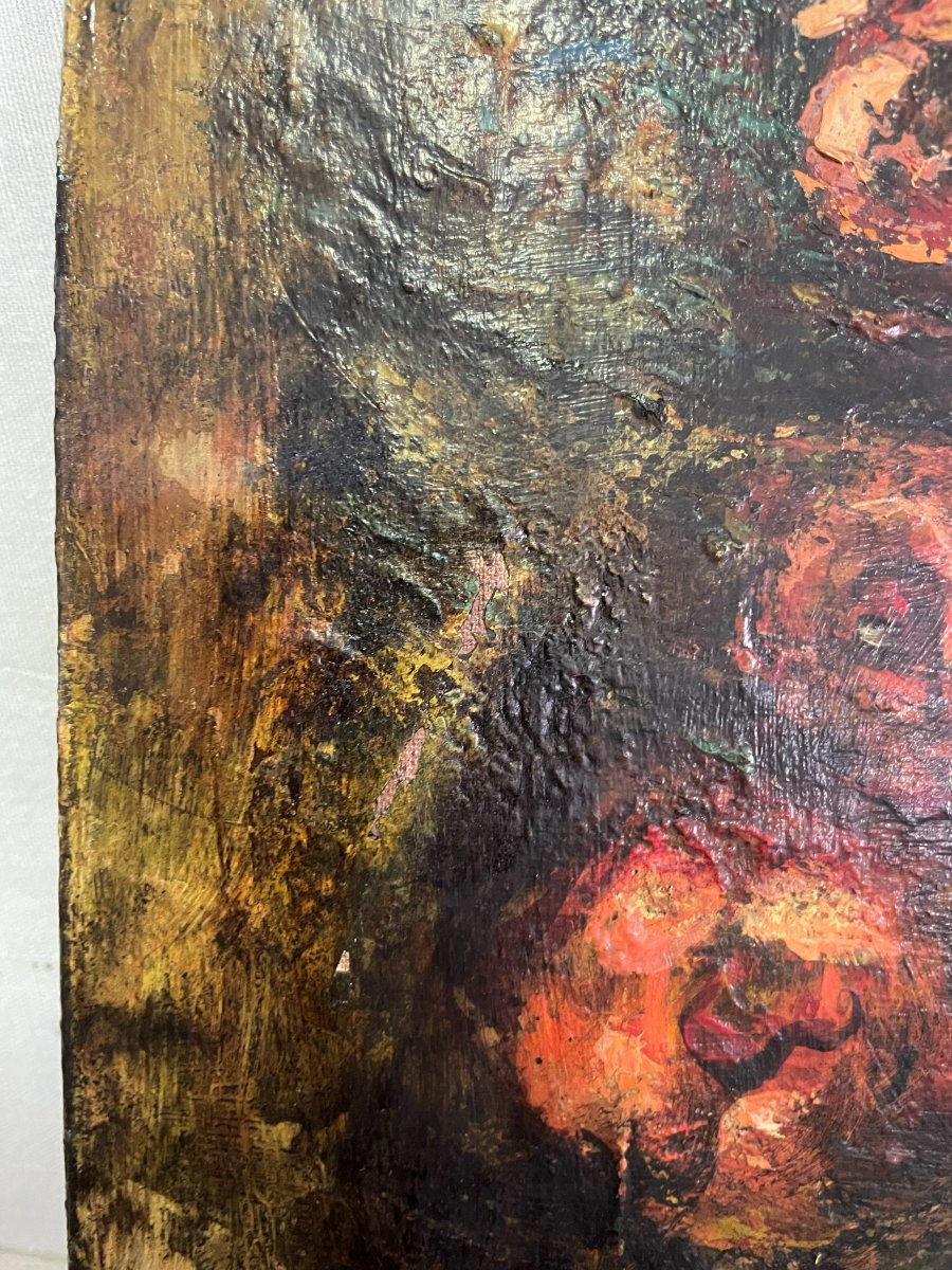 Bouquet de fleurs huile sur toile -photo-1
