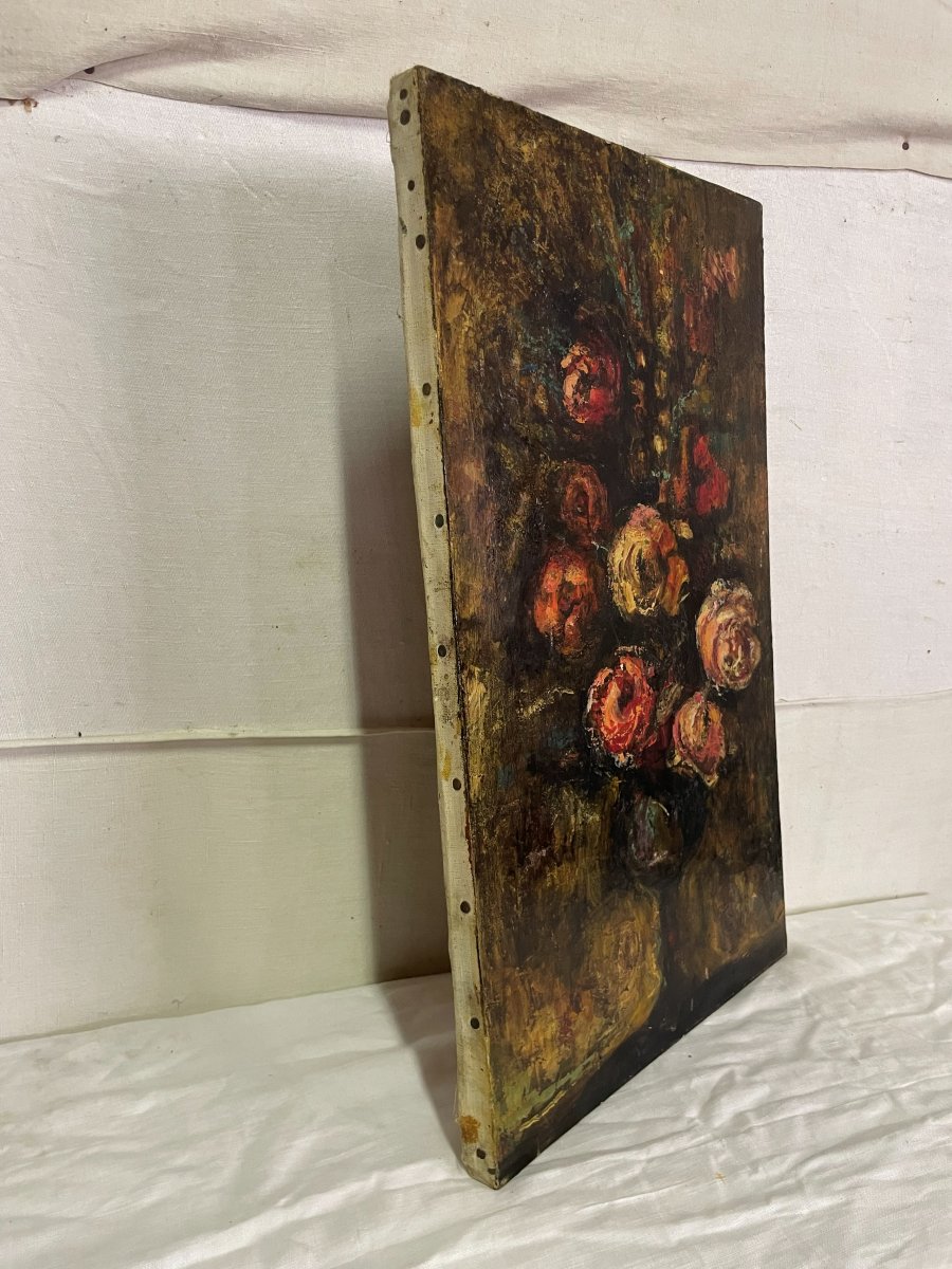 Bouquet de fleurs huile sur toile -photo-5