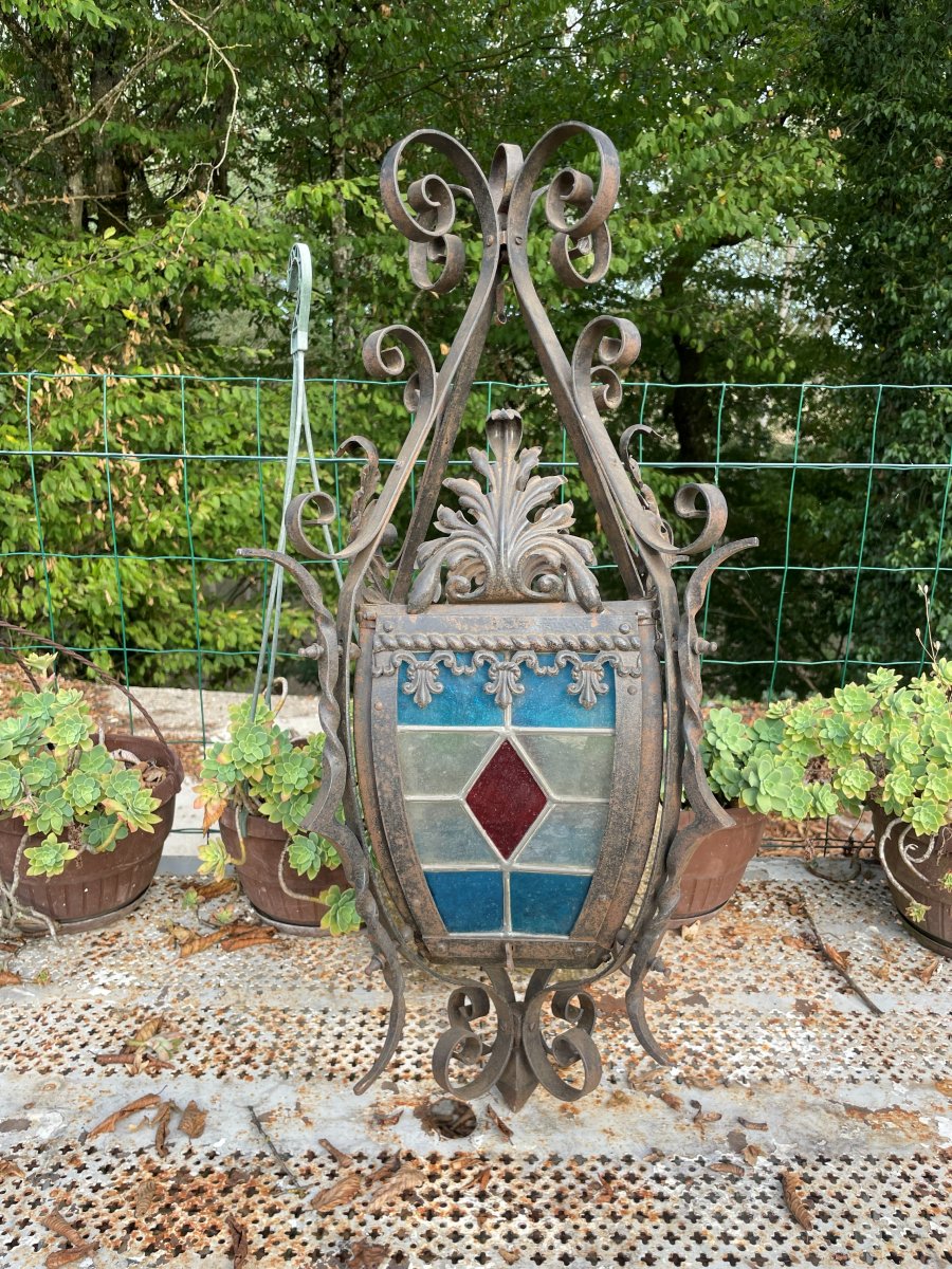 Wrought-iron And Glass Lantern From The 1900s–1920s-photo-2