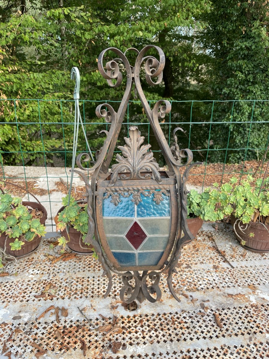 Wrought-iron And Glass Lantern From The 1900s–1920s-photo-3