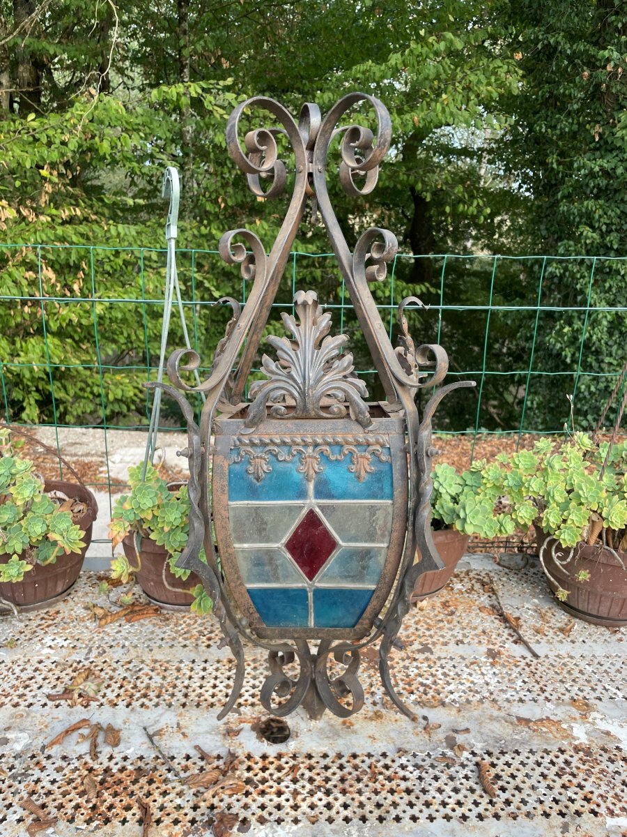 Wrought-iron And Glass Lantern From The 1900s–1920s-photo-4