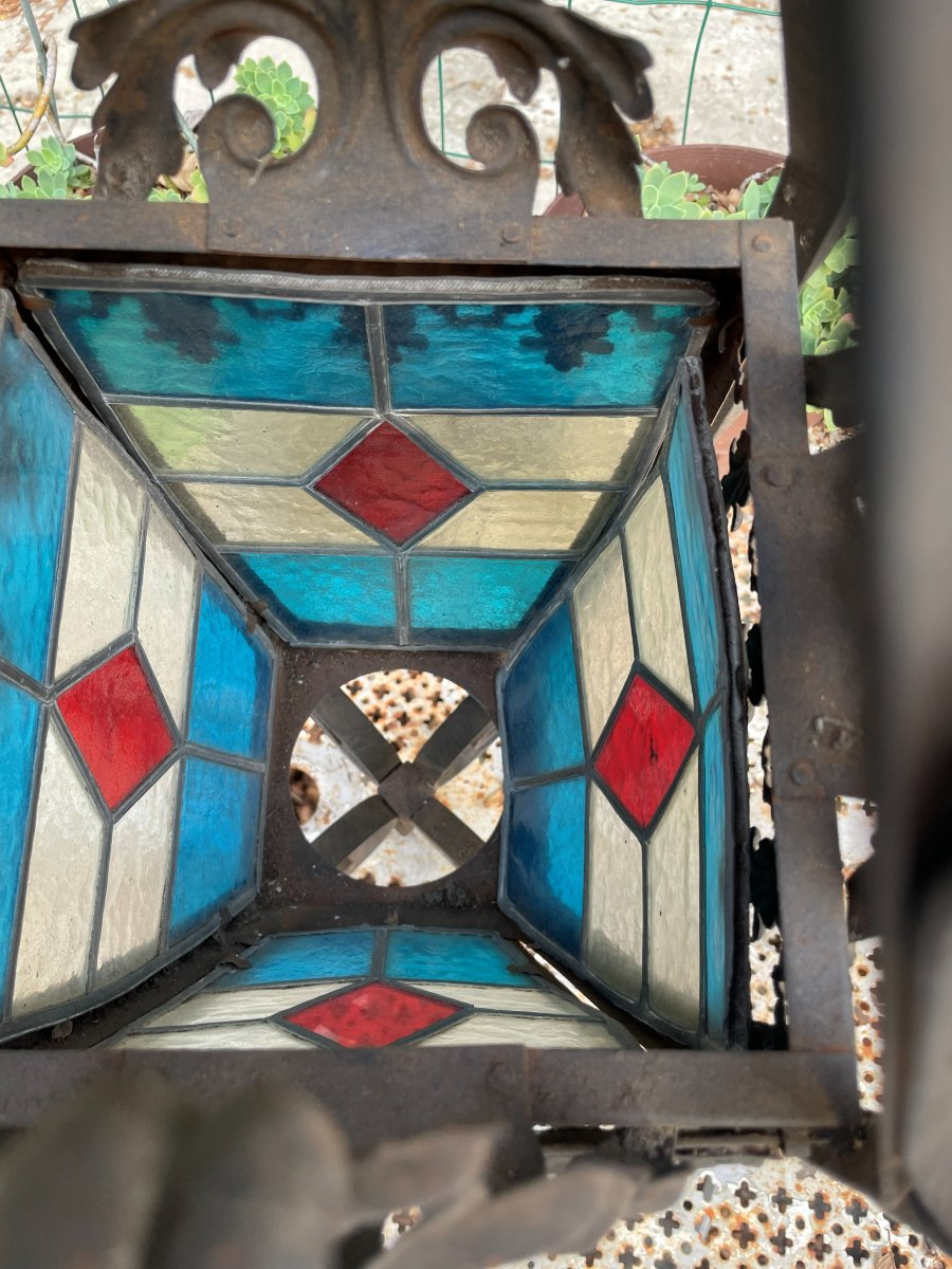 Wrought-iron And Glass Lantern From The 1900s–1920s-photo-4