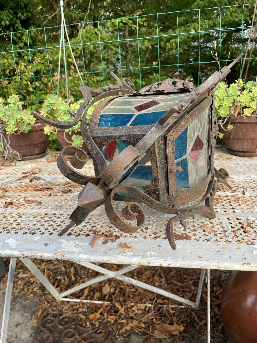 Wrought-iron And Glass Lantern From The 1900s–1920s-photo-7