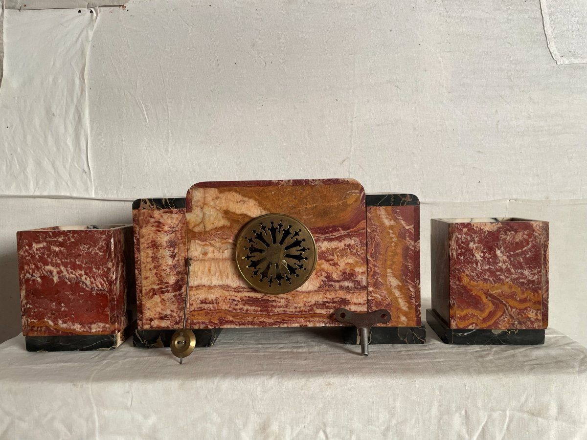 Marble And Brass Clock From The 1930s-photo-2